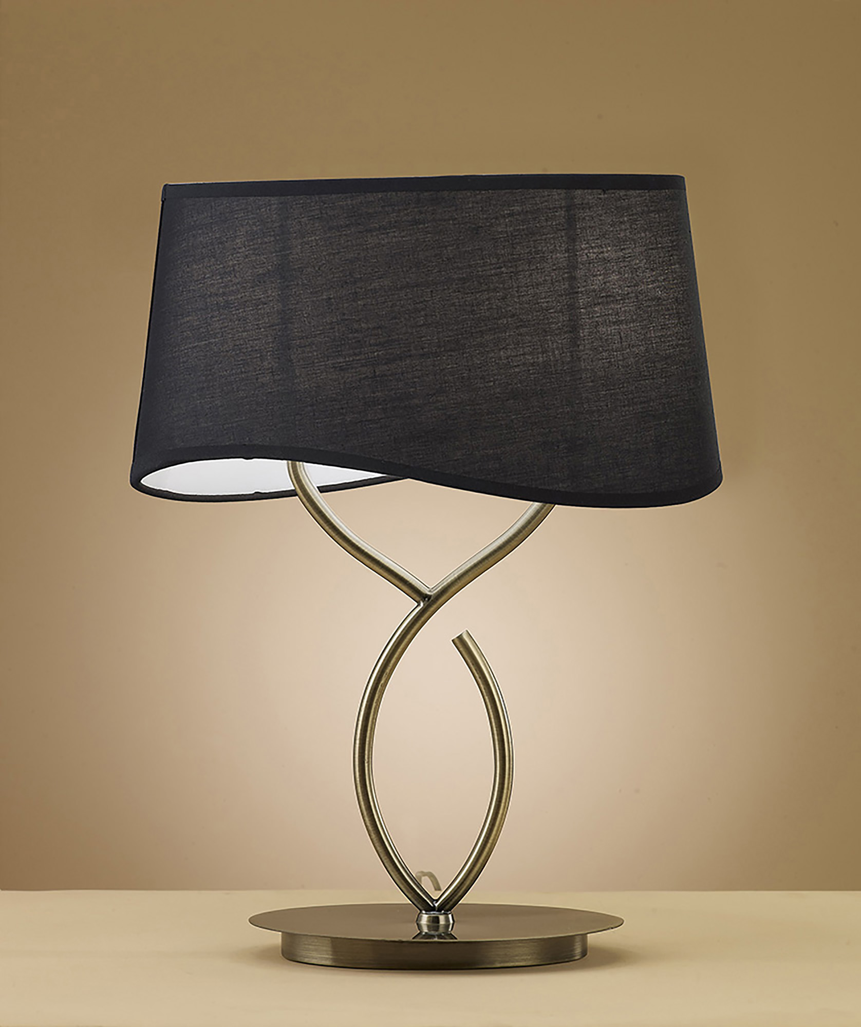 Ninette Antique Brass-Black Table Lamps Mantra Shaded Table Lamps
